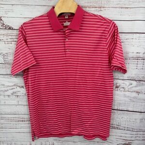 Peter Millar Polo Shirt Mens 2XL Striped Cotton Golf Crown‎ Logo Casual Athletic